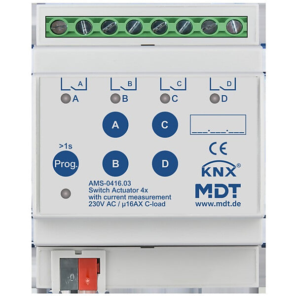 MDT technologies Schaltaktor 4-fach, 4TE REG, 16 A, 230 V AC AMS-0416.03